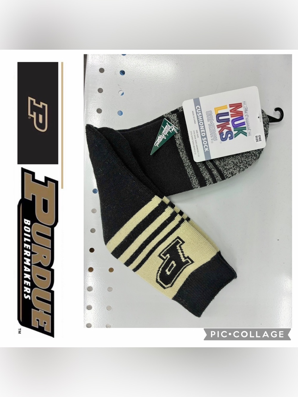 NEW MUK LUKS Purdue Boilermakers Terry Loop Socks UNISEX Women Shoe Size 7-13